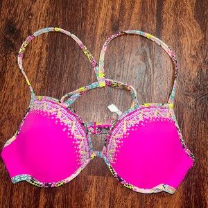 Victoria's Secret Multicolor Padded Push-up Swimsuit Bikini Top Bra-Size 34D